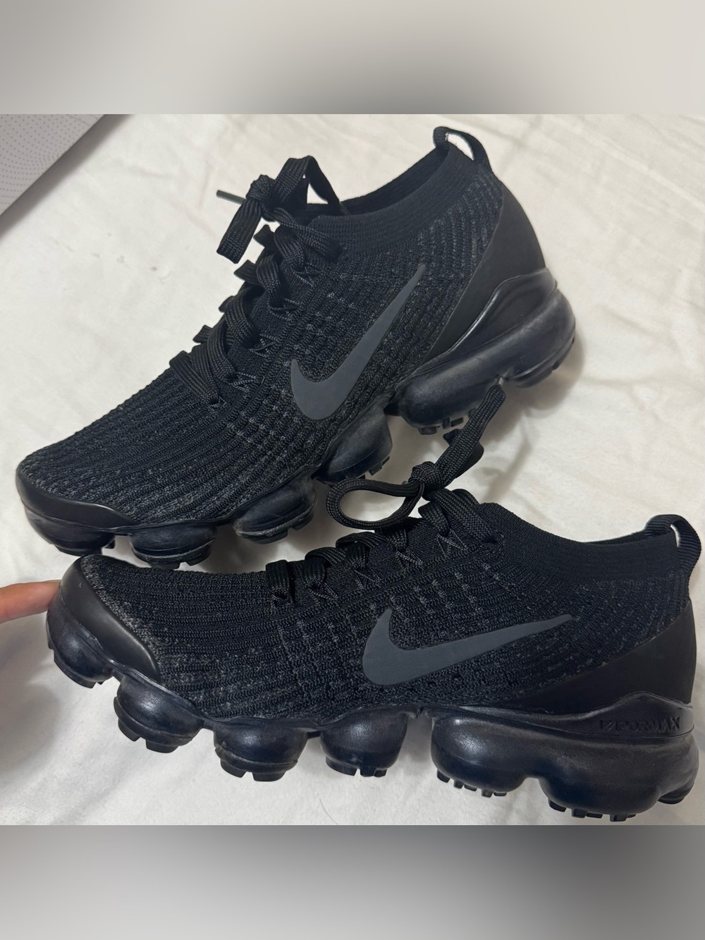 Nike (8)air vapormax flyknit 3 men’s woman’s triple black running shoe 2019